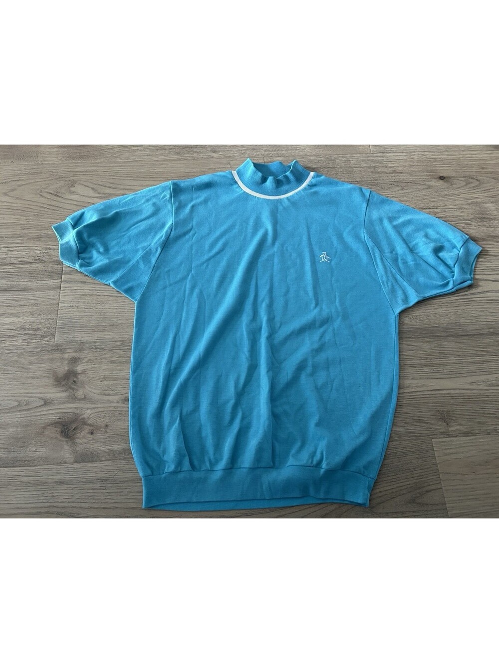 Vintage Penguin Munsingwear Shirt Mens Medium Blue Mockneck Golf